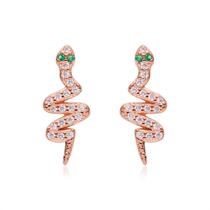 European and American S925 sterling silver earrings for women INS snake-shaped luxury zircon simple personalized versatile ear jewelry