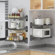 Kitchen microwave oven rack without punching on the wall oven rack home wall-mounted storage rack bracket