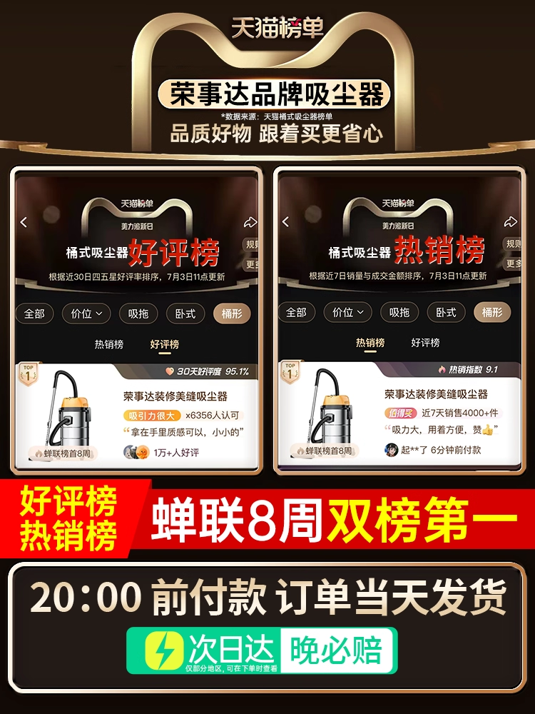 Royalstar Industrial-Grade Powerful Vacuum Cleaner with High Suction Power for Home and Car Use, High-Power Vacuum Cleaner for Cleaning and Grout Cleaning