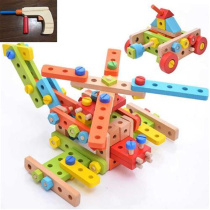 Huanmuyuan 138-piece wooden nut removable educational toy with various disassembly and assembly screw car models