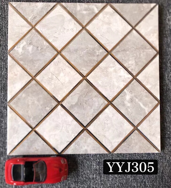 300*300 Platinum Metal Antique-Style Brick Wall Decoration Reflective Non-Slip Floor Tiles for Kitchen, Balcony, Bathroom, Personalized Tiles