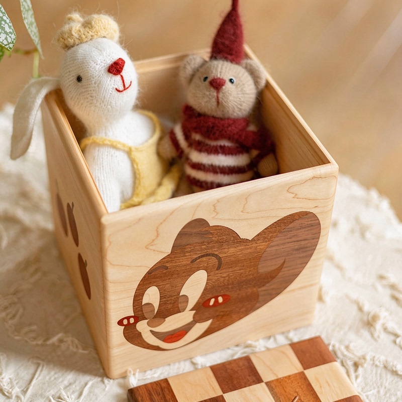 Jerry Storage Box Creative Tom and Jerry Solid Wood Cute Desktop Miscellaneous Items Toy Coffee Table Entryway Snack Storage