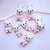 10PcsNewCuteCartoonLittleWhiteRabbitFlatBackResinC