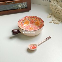 Dandelion ceramic handle bowl For Home New arrival oven special baking bowl with handle bowl instant noodle bowl fruit salad bowl