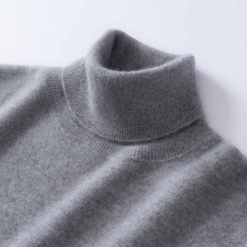 2026 New 100% Pure Cashmere Sweater for Men, Turtleneck, Thickened Sweater, Autumn and Winter Warm Base Layer, Wool Knitwear