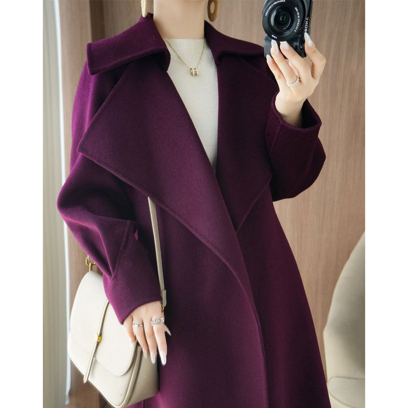 26 New Autumn and Winter Design-Inspired Double-Sided Cashmere Coat for Women, Mid-Length Versatile Wool Coat, Over-The-Knee Woolen Coat for Women