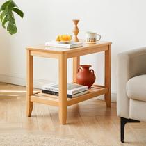 Side solid wood small square table mini home storage rack small coffee table bedside corner table living room side cabinet sofa side table