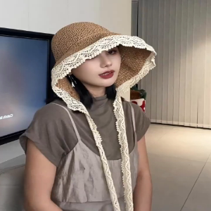 小个子也能戴出气场的大帽檐蕾丝边草帽_帽子_淘宝服装网