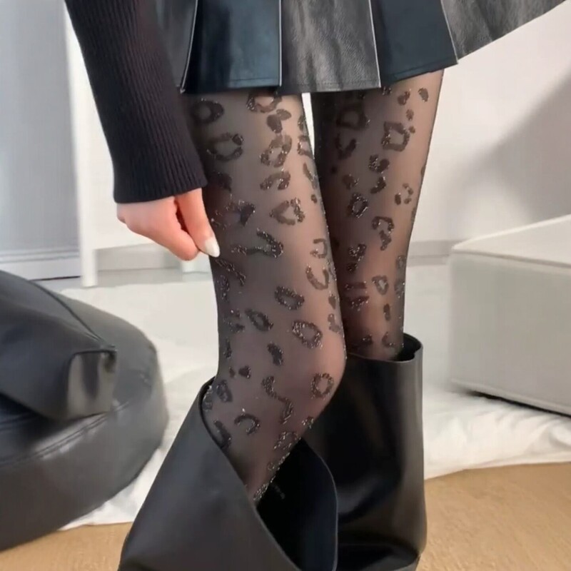 Dreams of the 2000S! Millennial Y2K New Dark Stockings, Sexy Retro Leopard Print Stockings for Women~ Dreams of the 2000S! Millennial Y2K New Dark Stockings, Sexy Retro Leopard Print Stockings for Women~