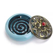 Incense burner household ceramic large sandalwood disc mosquito incense burner indoor mosquito repellent mugwort new line incense base aromatherapy burner