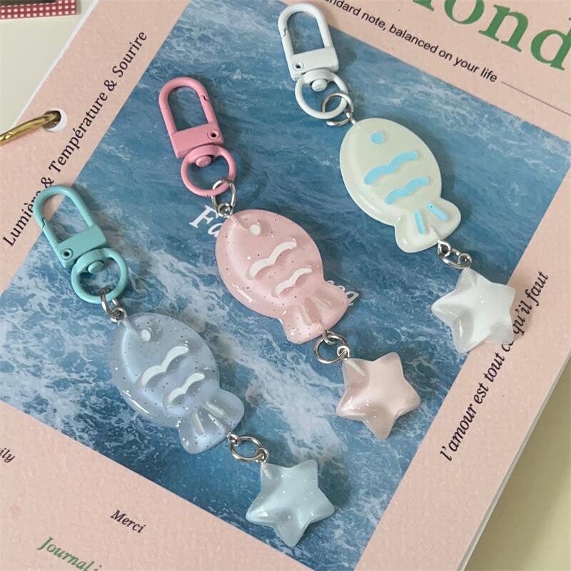 Jelly Fish Pendant Star Keychain Cartoon Girly Heart Bag Charm Couple Best Friend Personalized Gift Accessory