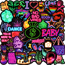 50 100PCS Neon Light Graffiti Stickers Decal Laptop Guitar M