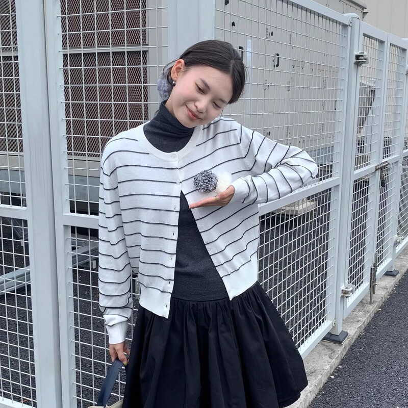 Pillow【Tabby Cat】Wool Blend Striped Knit Handmade Crochet Brooch Round Neck Cardigan Jacket