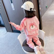 Bazhu Bazhu girls autumn baseball uniform suit 2024 new style foreign style baby girl spring and autumn childrens casual two
