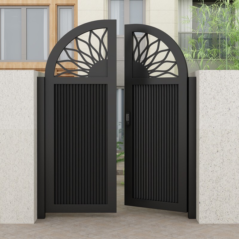 Courtyard Door, Aluminum Alloy Garden Louvered Door, Outdoor Self-Built House Yard Fence Door, Stainless Steel Villa Door, Wrought Iron