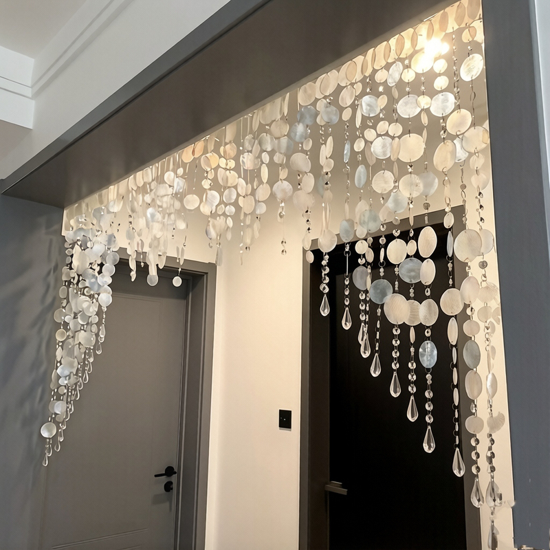 Blue Shell Door Curtain, Bead Curtain, Crystal Curtain, Entrance Partition Curtain, No-Drill Finished Product, Living Room Decorative Curtain, Hanging Curtain, New Blue Shell Door Curtain, Bead Curtain, Crystal Curtain, Entrance Partition Curtain, No-Drill Finished Product, Living Room Decorative Curtain, Hanging Curtain, New
