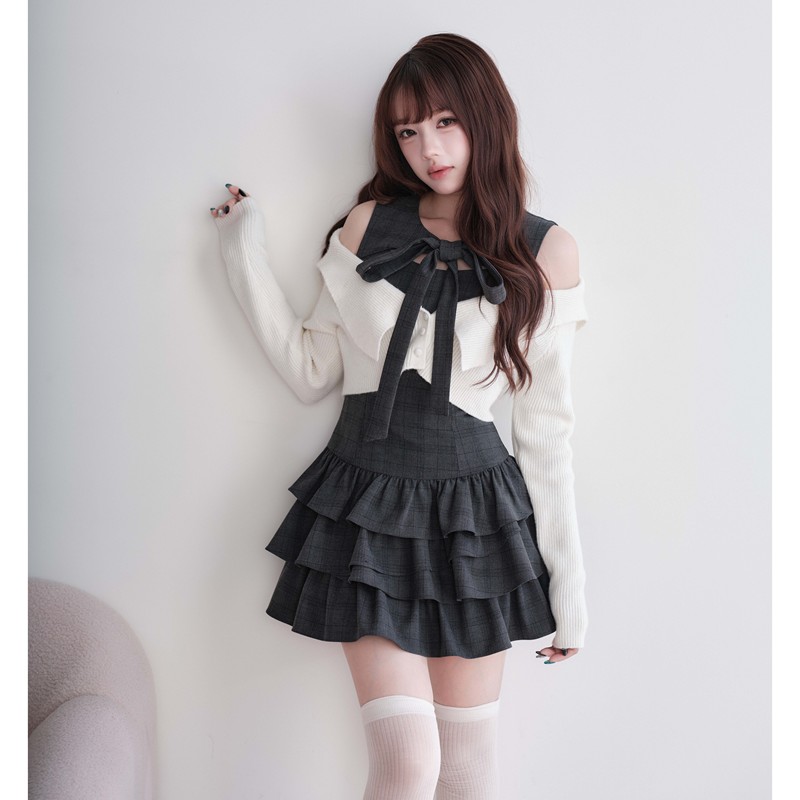 *Sweater Top Multi-Layered Dress Set*Bunnylis Original Japanese Style Mass-Produced Mature Look