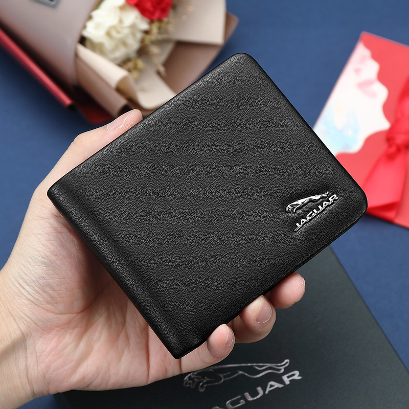 Jaguar Jaguar Wallet Men's Short Leather Wallet Business Young Men's Wallet First Layer Cowhide Card Holder Integrated