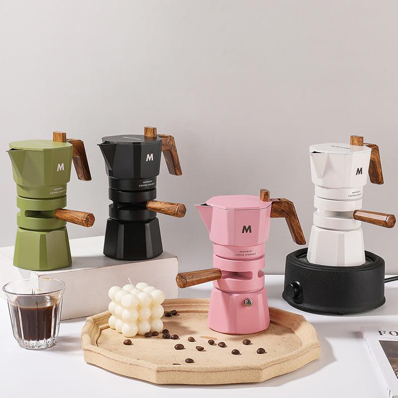 Temperature-Controlled Double-Valve Moka Pot, Italian Designer's New Double-Valve Three-Cup 120ml Espresso Pot