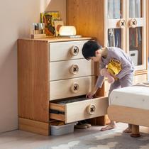 Shangxinghaizai button drawer cabinet environmentally friendly hard maple cherry black walnut four drawer cabinet childrens storage cabinet all solid wood cabinet
