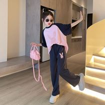 Girls Summer Suit 2024 New Internet Celebrity Childrens Summer Suit Casual Childrens Suit Girls Fashionable Sports Two-piece Set