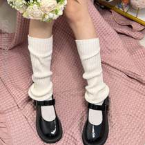 Knitting white pile socks y2k autumn and winter knitting tube female warm day leg jk