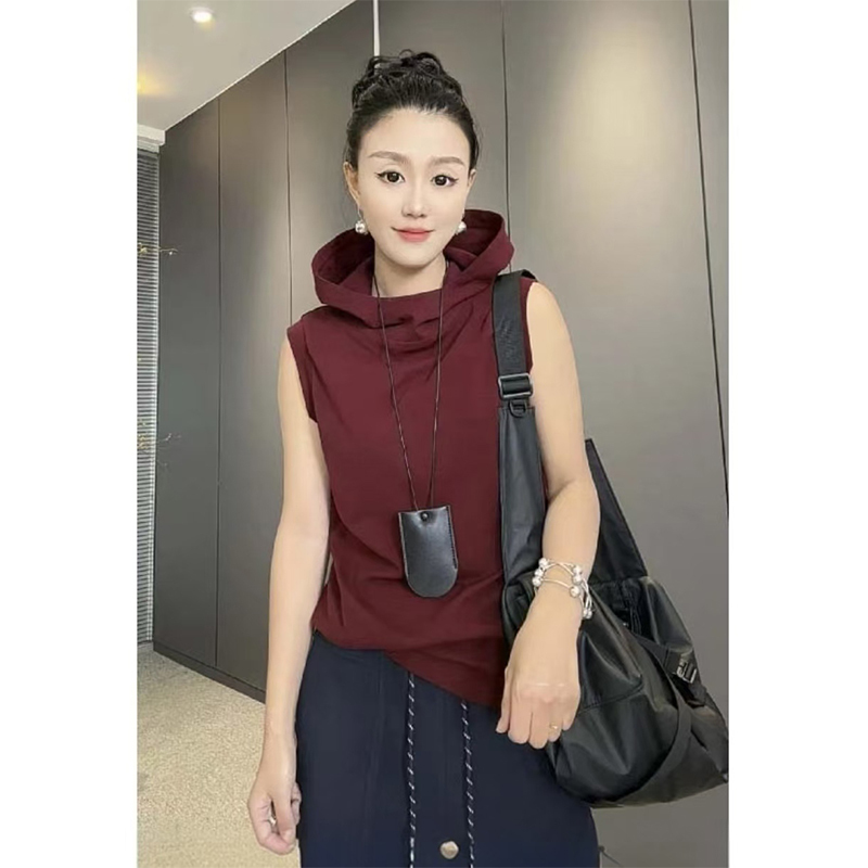 Korean Style Hooded Sleeveless Vest 2026 Spring/Summer New Solid Color Base Hoodie Casual Versatile Loose Slimming Top