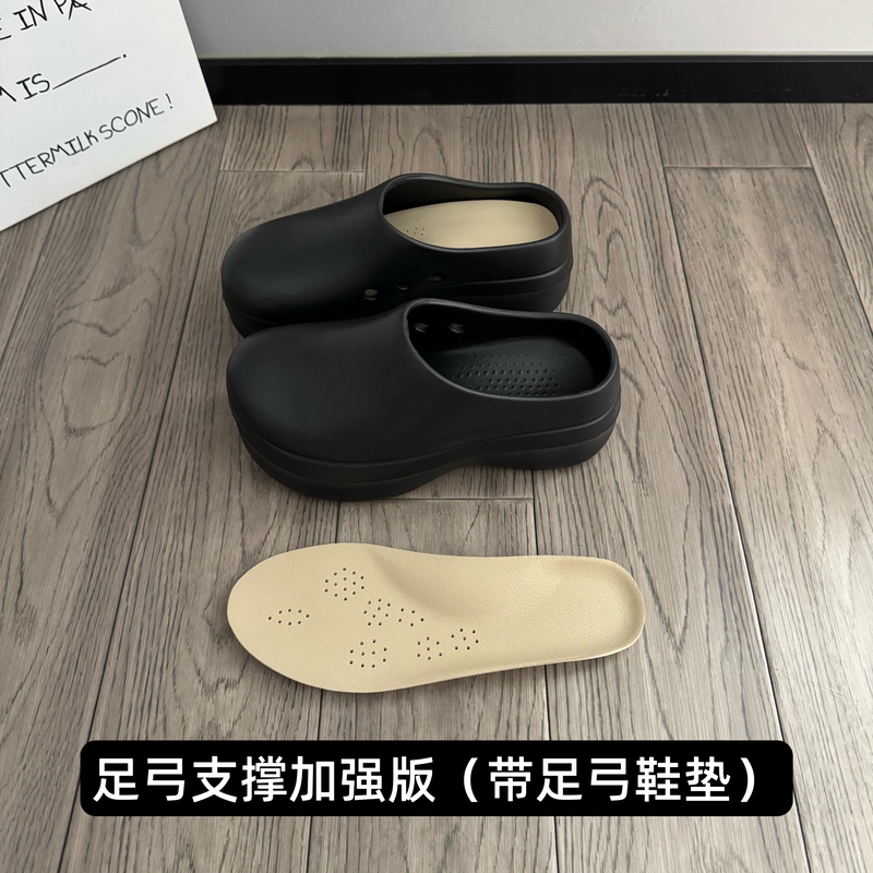 5cm Height-Increasing Non-Slip Chef Shoes for Women, Summer 2026 Model, Slip-On Clogs, Thick-Soled, Breathable, Closed-Toe Slippers