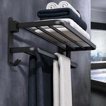 Towel bar punch-free bathroom toilet space aluminum storage rack European antique single-pole towel rack hanging rod