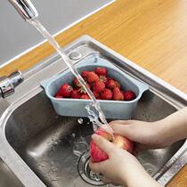 Kitchen sink triangular drain basket suction cup faucet storage rack saves food and rice filter basket storage hanging basket
