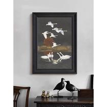 French mid-century decorative painting swan light luxury retro living room entrance background wall bedroom desktop ornaments hanging painting