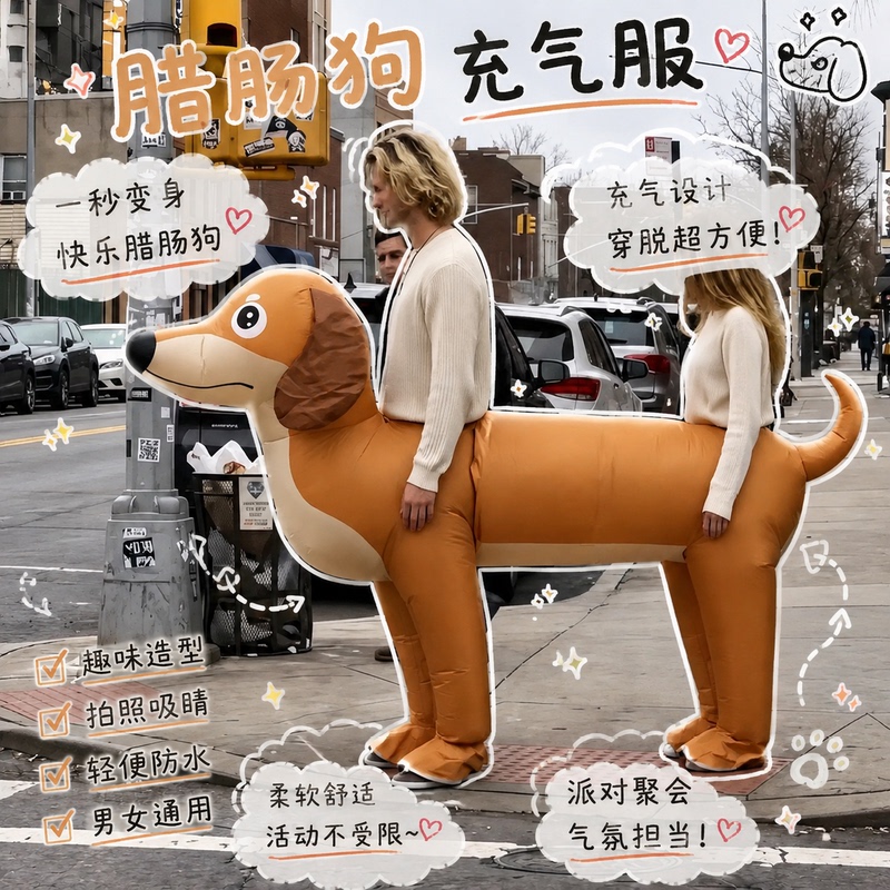 Dachshund Inflatable Costume Halloween Party Cosplay Performance Character Outfit Double Stage Performance Atmosphere Props Dachshund Inflatable Costume Halloween Party Cosplay Performance Character Outfit Double Stage Performance Atmosphere Props