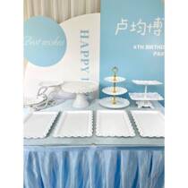 Birthday decoration dessert table display stand ornaments European cold meal coffee break table plastic cake snack tray shelf