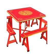 Red paint foldable storage home dining table stainless steel eight immortals table red table square festive new product