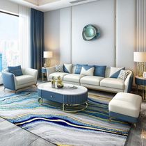 Modern Dynasty Italian Light Luxury Office Sofa Coffee Table Combination Set Cowhide Three-Seater Sofa Business Reception