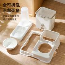 Automatic machine feeding water cat rice bowl pet food bowl double bowl feeding inclined ration all-in-one machine dog circulating water ceramic