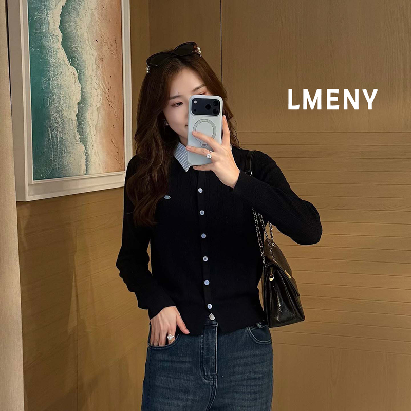 Mengjie Clothing [Class Representative] Merino Wool Blend Top for Women 2026 Autumn New Style Fake Two-Piece Sweater