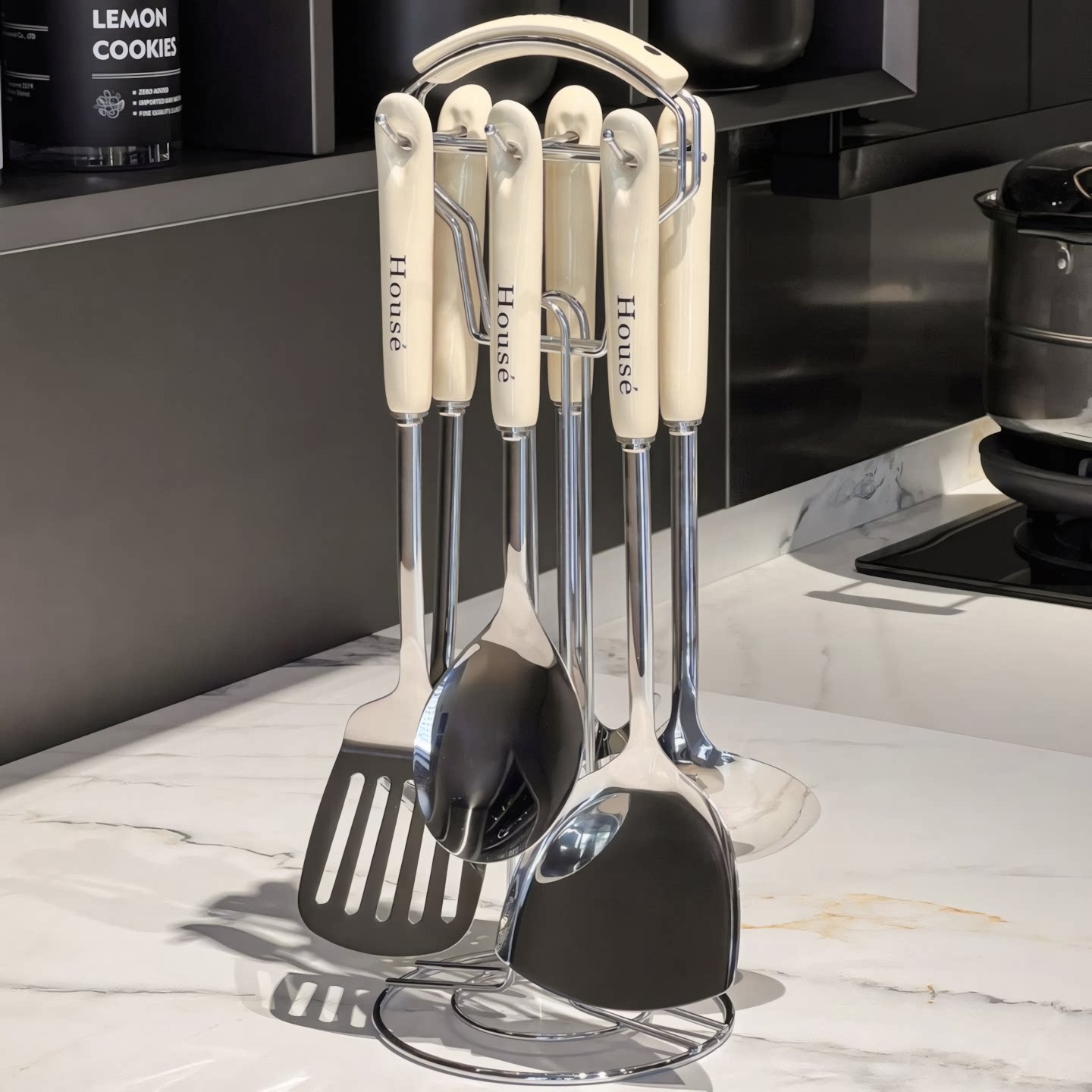 Японский набор лопаток Youmi light luxury из пищевой нержавеющей стали класса люкс бытовой набор посуды с антипригарным покрытием из семи частей Изображение 1