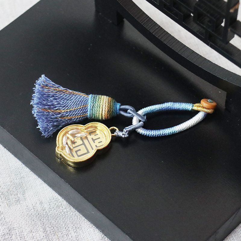 Lucky Seven-Grain Rice Pendant Gourd Charm New Chinese Style Peace Amulet Tassel Bag Keychain Ornament Gift