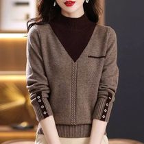 Women Vintage Splicing Paneled Sweaters Autumn Winter Sreet