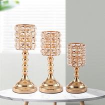 Factory direct supply of new wedding props European style iron electroplating candlesticks hotel home crystal candlestick ornaments
