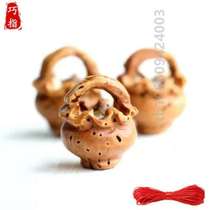 Bracelet Handmade Boy Choreography Red Rope Engraving Pendant Peach Walnut Ornament Flower Basket Baby Peach Wood Lock Baby Basket Wild Diy