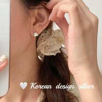 Korean style simple cold style jewelry S925 sterling silver flat round solid earrings fashionable high-end ins style earrings