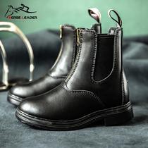 Yuemahui spring and autumn equestrian equipment cowhide wear-resistant childrens equestrian boots riding shoes womens equestrian short boots men