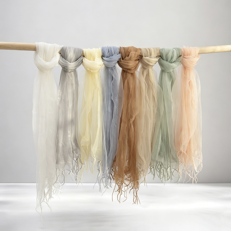 Japanese Maito Organza Alternative Shawl Scarf for Women, Thin Spring and Autumn Style, Artistic Cotton and Linen Scarf, Linen Gauze Scarf