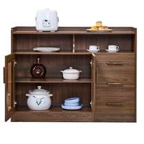 Chinese sideboard modern simple storage cabinet side cabinet cupboard economical tea cabinet walnut color