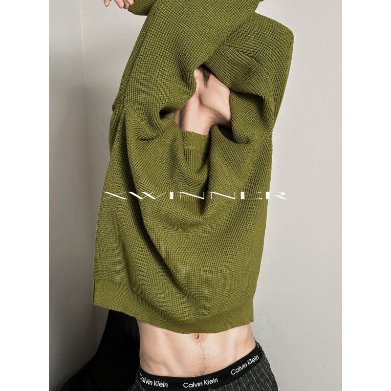 Xwinner "Olive Green Lazy Fashion" Korean-Style Minimalist Autumn and Winter Solid Color Knit Sweater Long-Sleeve Men's Xwinner "Olive Green Lazy Fashion" Korean-Style Minimalist Autumn and Winter Solid Color Knit Sweater Long-Sleeve Men's