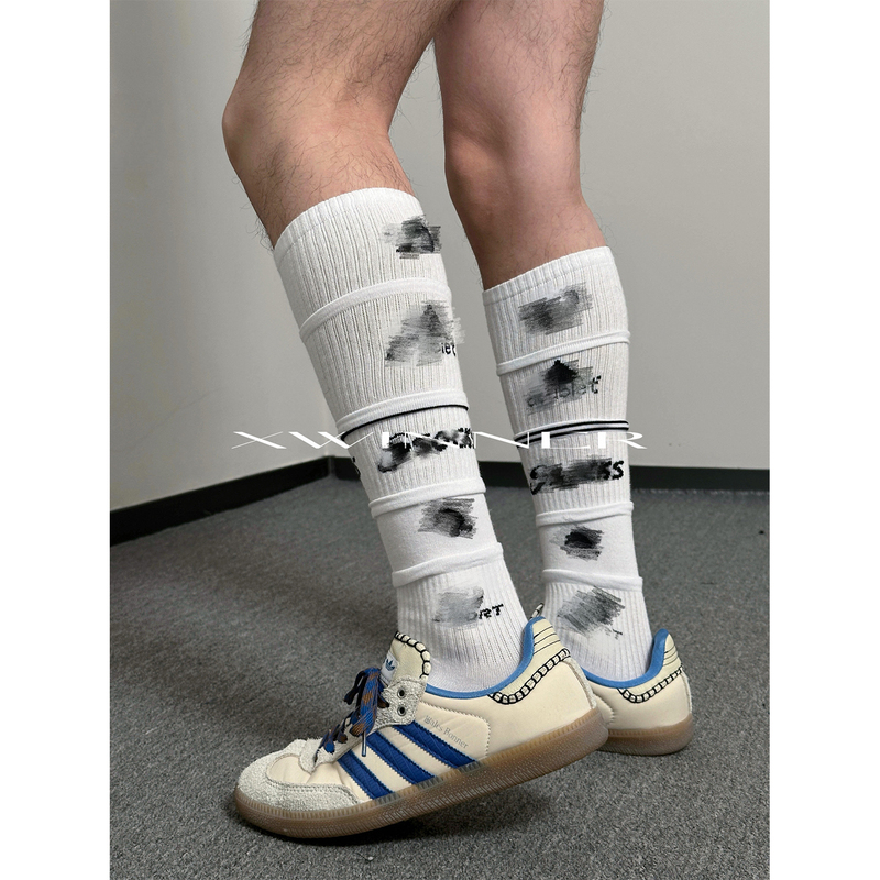 Xwinner Japanese Y2K Style Paired with Retro Trendy Brand Multi-Layered High Tube Calf-Length Socks