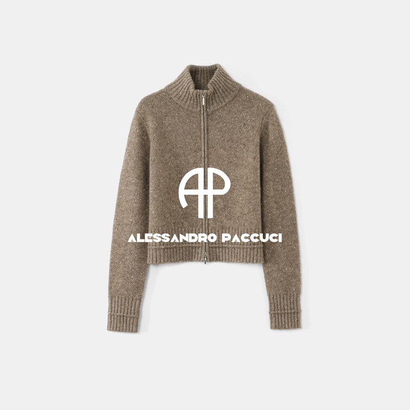 Ap Luge/ Yak Wool + Sheep Wool Stand Collar Zipper Cardigan with Floral Pattern, Fashionable Casual Knitted Cardigan 64104Sk Ap Luge/ Yak Wool + Sheep Wool Stand Collar Zipper Cardigan with Floral Pattern, Fashionable Casual Knitted Cardigan 64104Sk
