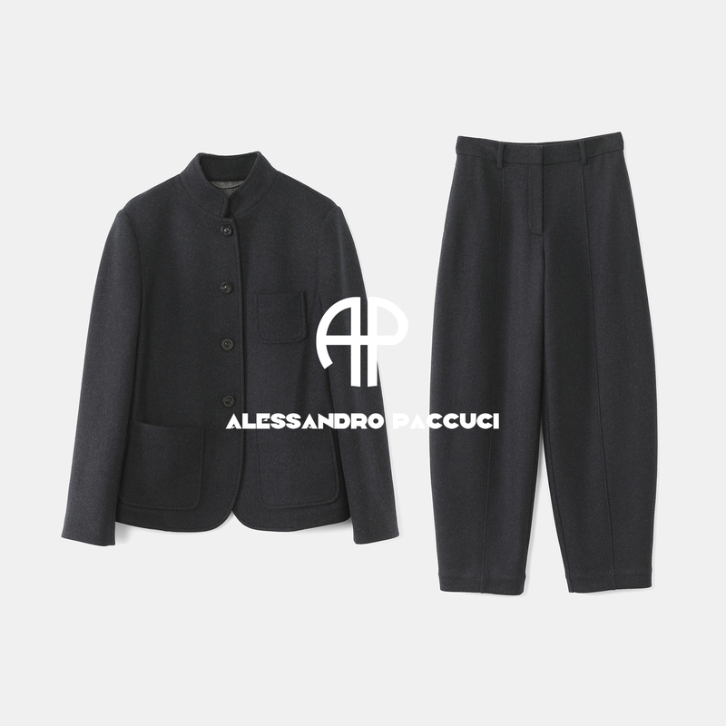 Ap Luo Ge [Duanyan] Sheep Wool + Cashmere Fashion Jacket and Casual Pants Set 63081Wt/63226Kc